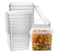 NYHI 48 oz 20 Large Pack Square Clear Deli Containers with Lids Disposable BPA Free Plastic Food Storage Containers with Lids Airtight for Meal Prep Take Out Kitchen