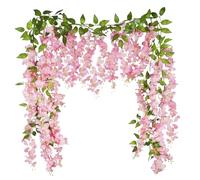 NYHWBI 2PCS Artificial Wisteria, Fake Wisteria 180cm Flower Arch Artificial Hanging Pink Wall Flowers Garland Decoration for Wedding Party Garden