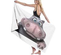 NYIXIA Beach Towels for Adults,Funny Cartoon Hippo,Bath Towels Extra Large for Men and Women,52x32 Inches,Microfiber Bath Towel,Outdoor Camping, Gym,Yoga,Travel