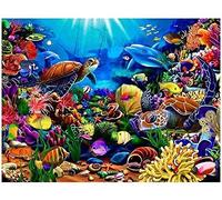 NYIXIA Stamped Cross Stitch Kits for Adults Beginner,Underwater World Fish Turtle Dolphin,DIY Designs Cross-Stitch Easy Supplies Needlework,Needlepoint Embroidery Gift for Home Decor 16x20 inch