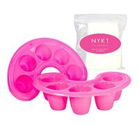 NYK1 Soak Off Finger Bowl Dishes For Shellac Gel and Acrylic Nails With 200 Square Lint Free Cotton Wool Pads Nail Wipes Scrub Effect. Fill The Trays With Acetone Remover To Remove Gel Nail Polish