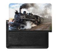 NYKVTG Passport and Vaccine Card Holder Black Train Passport Cover Documents Organizer Protector