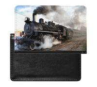 NYKVTG Passport and Vaccine Card Holder Black Train Passport Cover Documents Organizer Protector