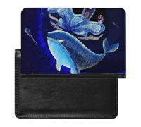 NYKVTG Passport and Vaccine Card Holder Blue Dream Whale Passport Cover Documents Organizer Protector