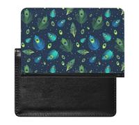 NYKVTG Passport and Vaccine Card Holder Blue Peacock Feather Passport Cover Documents Organizer Protector