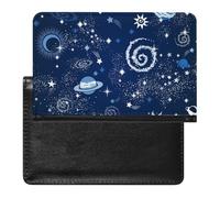 NYKVTG Passport and Vaccine Card Holder Blue Planet Galaxy Passport Cover Documents Organizer Protector