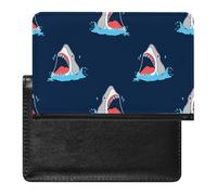 NYKVTG Passport and Vaccine Card Holder Blue Shark Passport Cover Documents Organizer Protector