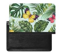 NYKVTG Passport and Vaccine Card Holder Butterfly Green Leaf Passport Cover Documents Organizer Protector