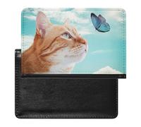 NYKVTG Passport and Vaccine Card Holder Cat Butterfly Passport Cover Documents Organizer Protector