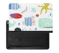 NYKVTG Passport and Vaccine Card Holder Fish Whale Octopus Passport Cover Documents Organizer Protector