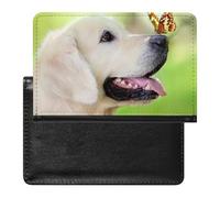 NYKVTG Passport and Vaccine Card Holder Golden Retriever Dog Passport Cover Documents Organizer Protector