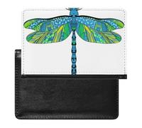 NYKVTG Passport and Vaccine Card Holder Green Dragonfly Passport Cover Documents Organizer Protector