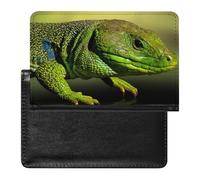 NYKVTG Passport and Vaccine Card Holder Green Lizard Passport Cover Documents Organizer Protector