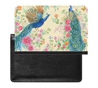 NYKVTG Passport and Vaccine Card Holder Peacock Flowers Passport Cover Documents Organizer Protector