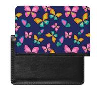 NYKVTG Passport and Vaccine Card Holder Pink Butterfly Blue Passport Cover Documents Organizer Protector