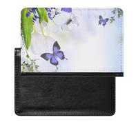 NYKVTG Passport and Vaccine Card Holder Purple Butterfly Passport Cover Documents Organizer Protector