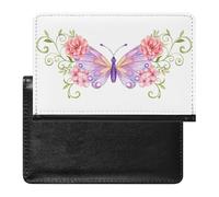 NYKVTG Passport and Vaccine Card Holder Purple Butterfly Passport Cover Documents Organizer Protector
