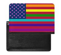 NYKVTG Passport and Vaccine Card Holder Rainbow American Flag Passport Cover Documents Organizer Protector
