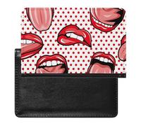 NYKVTG Passport and Vaccine Card Holder Red Lips Tongue Passport Cover Documents Organizer Protector