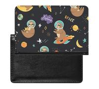 NYKVTG Passport and Vaccine Card Holder Sloth Cosmonaut Passport Cover Documents Organizer Protector