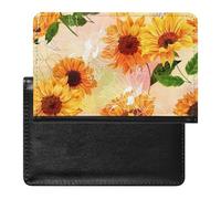 NYKVTG Passport and Vaccine Card Holder Yellow Sunflowers Passport Cover Documents Organizer Protector
