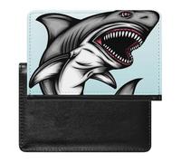 NYKVTG Passport Holder Black White Shark Passport Cover Case Waterproof Travel Wallet for Women Men