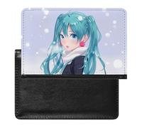 NYKVTG Passport Holder Blue Anime Girl Passport Wallet Pu Leather Passport Cover for Women Men
