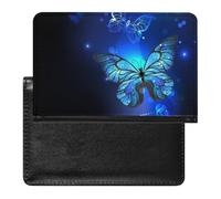 NYKVTG Passport Holder Blue Butterfly Passport Cover Case Waterproof Travel Wallet for Women Men