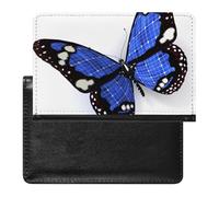 NYKVTG Passport Holder Blue Butterfly Passport Cover Case Waterproof Travel Wallet for Women Men