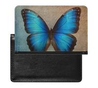 NYKVTG Passport Holder Blue Butterfly Passport Wallet Pu Leather Passport Cover for Women Men