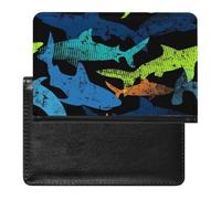 NYKVTG Passport Holder Blue Green Shark Passport Wallet Pu Leather Passport Cover for Women Men