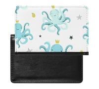NYKVTG Passport Holder Blue Octopus Passport Wallet Pu Leather Passport Cover for Women Men