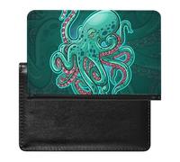 NYKVTG Passport Holder Blue Octopus Passport Wallet Pu Leather Passport Cover for Women Men