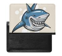 NYKVTG Passport Holder Blue Shark Passport Cover Case Waterproof Travel Wallet for Women Men