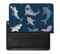 NYKVTG Passport Holder Blue Shark Passport Cover Case Waterproof Travel Wallet for Women Men