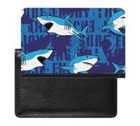 NYKVTG Passport Holder Blue Shark Passport Wallet Pu Leather Passport Cover for Women Men