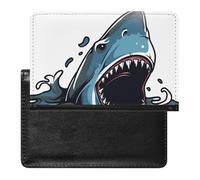 NYKVTG Passport Holder Blue Shark Passport Wallet Pu Leather Passport Cover for Women Men