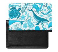 NYKVTG Passport Holder Blue Turtle Whale Passport Wallet Pu Leather Passport Cover for Women Men