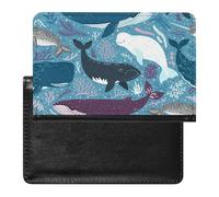 NYKVTG Passport Holder Blue Whale Passport Cover Case Waterproof Travel Wallet for Women Men