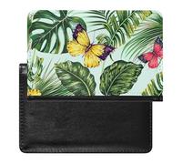 NYKVTG Passport Holder Butterfly Green Leaf Passport Cover Case Waterproof Travel Wallet for Women Men