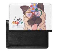 NYKVTG Passport Holder Cartoon Pug Dog Passport Cover Case Waterproof Travel Wallet for Women Men