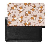 NYKVTG Passport Holder Cute Corgi Dog Passport Wallet Pu Leather Passport Cover for Women Men
