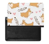 NYKVTG Passport Holder Cute Corgi Dog Passport Wallet Pu Leather Passport Cover for Women Men