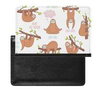 NYKVTG Passport Holder Cute Sloth Leaf Passport Wallet Pu Leather Passport Cover for Women Men