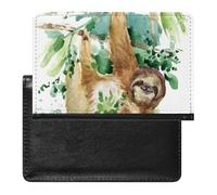 NYKVTG Passport Holder Cute Sloth Passport Wallet Pu Leather Passport Cover for Women Men