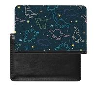 NYKVTG Passport Holder Cute Star Dinosaurs Passport Wallet Pu Leather Passport Cover for Women Men