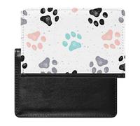 NYKVTG Passport Holder Dog Footprints Passport Wallet Pu Leather Passport Cover for Women Men