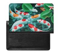 NYKVTG Passport Holder Fish Green Leaf Passport Cover Case Waterproof Travel Wallet for Women Men