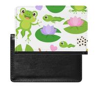 NYKVTG Passport Holder Frog Green Leaves Passport Wallet Pu Leather Passport Cover for Women Men
