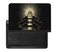 NYKVTG Passport Holder Golden Lighthouse Passport Cover Case Waterproof Travel Wallet for Women Men